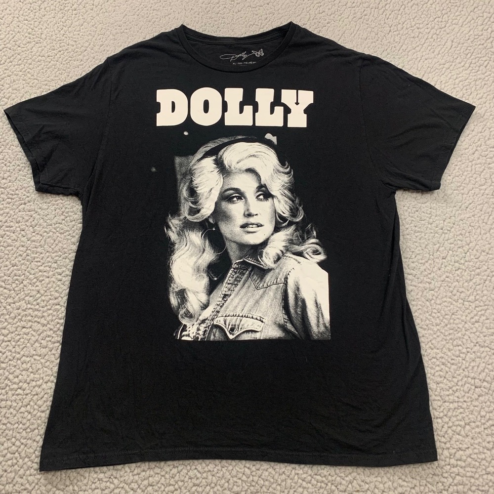 Dolly Parton Graphic T-Shirt XL Black Cotton Short Sleeve Country Music Icon